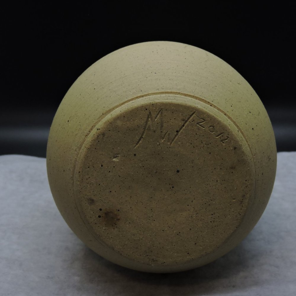 Stoneware Banded Glaze Magnolia Flower Vase Signed - Picture 11 of 15